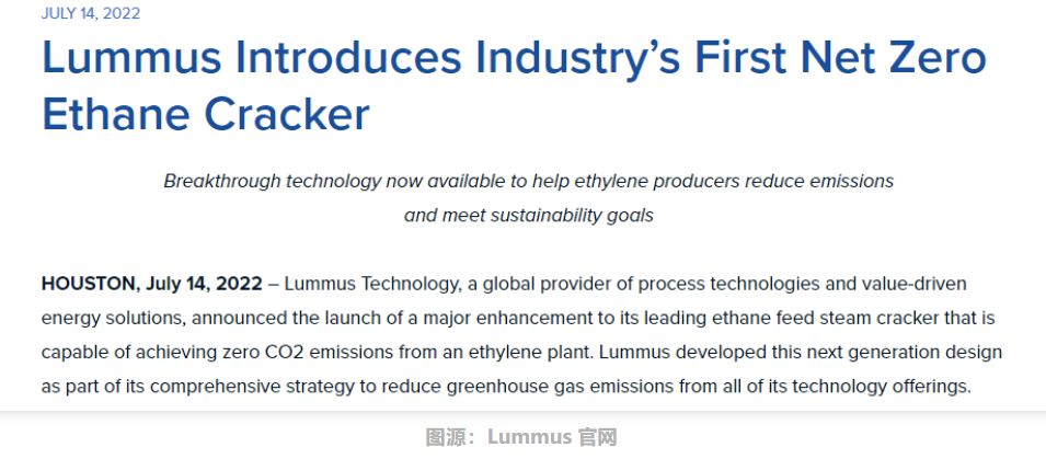 Lummus Launches Industry's First Net-Zero Emissions Ethane Cracker