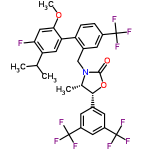 875446-37-0 (4s,5r)-5-[3,5-bis(trifluoromethyl)phenyl]-3-{[4'-fluoro-2'-methoxy-5'-(propan-2-yl)-4-(trifluoromethyl)biphenyl-2-yl]methyl}-4-methyl-1,3-oxazolidin-2-one