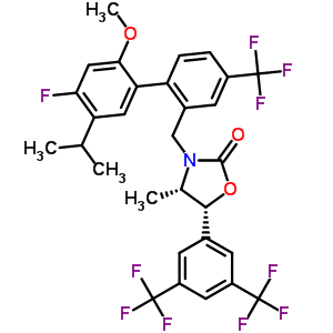 875446-37-0 (4S,5R)-5-[3,5-bis(trifluoromethyl)phenyl]-3-{[4'-fluoro-2'-methoxy-5'-(propan-2-yl)-4-(trifluoromethyl)biphenyl-2-yl]methyl}-4-methyl-1,3-oxazolidin-2-one